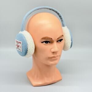 True Religion Denim Cotton Blend Earmuffs Winter Warm Sherpa Lined Logo